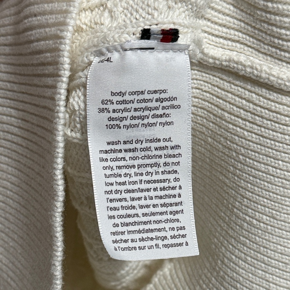 Tommy Hilfiger Ivory Cable Knit Fair Isle Sweater Y2K Preppy Winter Holiday Ski - Picture 6 of 6